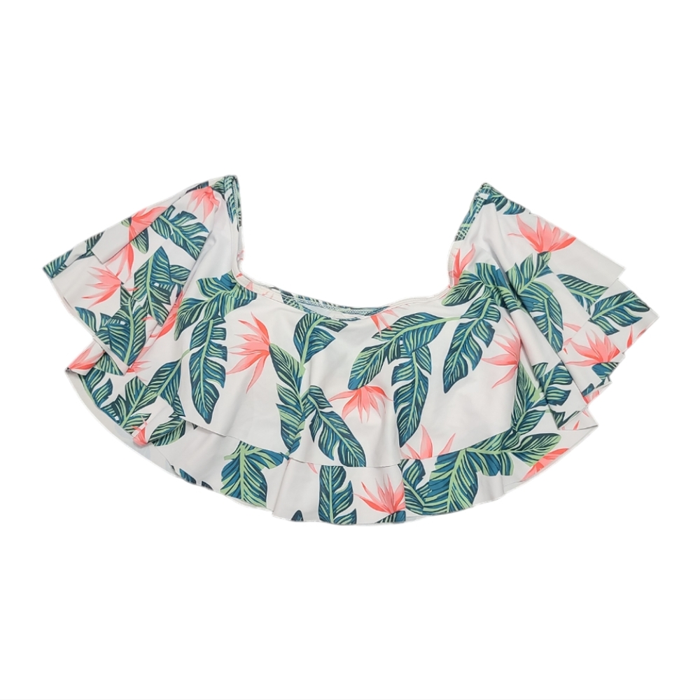 Tropical Print Ruffle SwimSuit Top Size Small